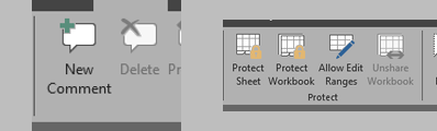 Excel Review ribbon focused on review commands