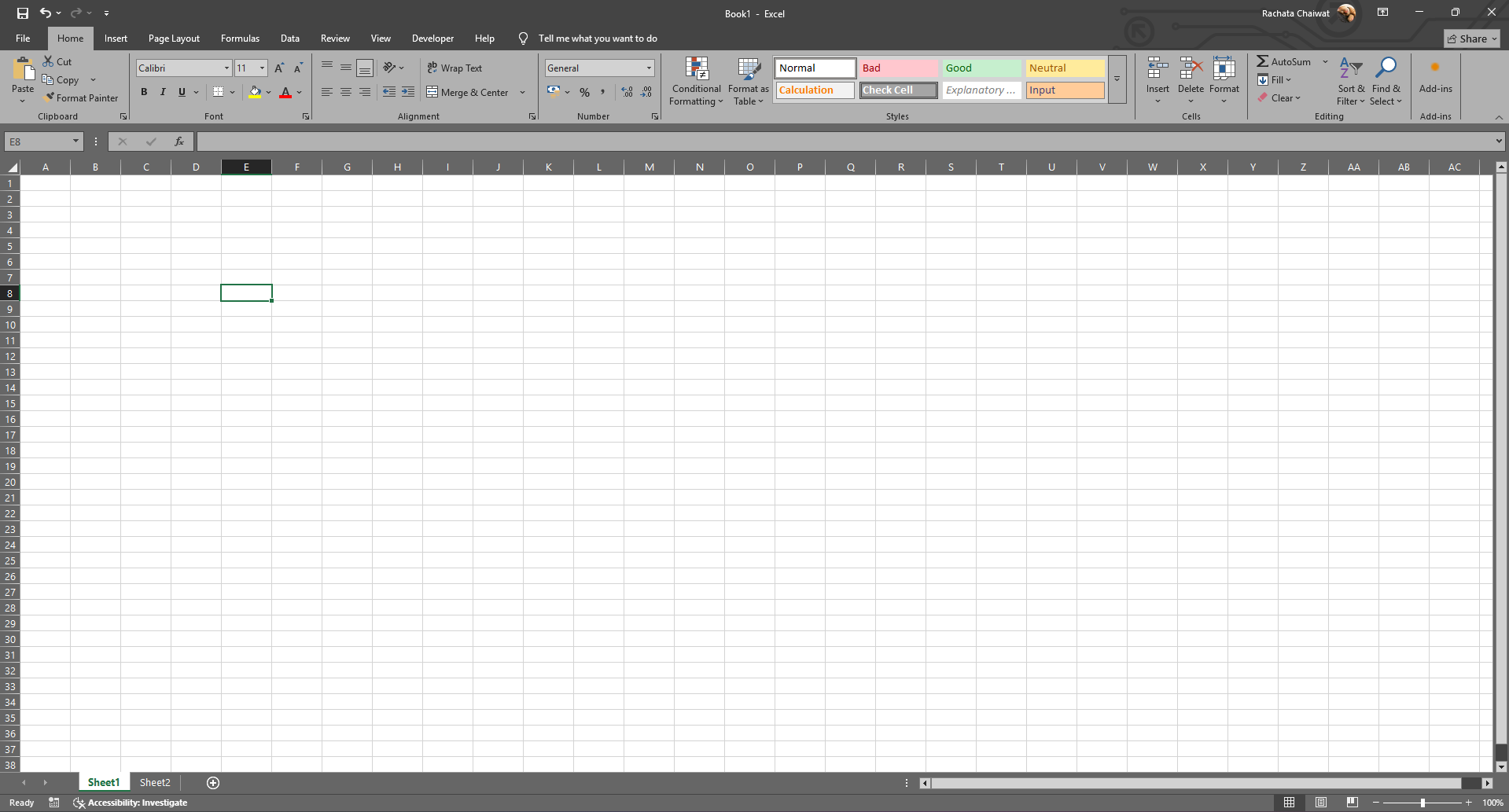 Excel Home tab