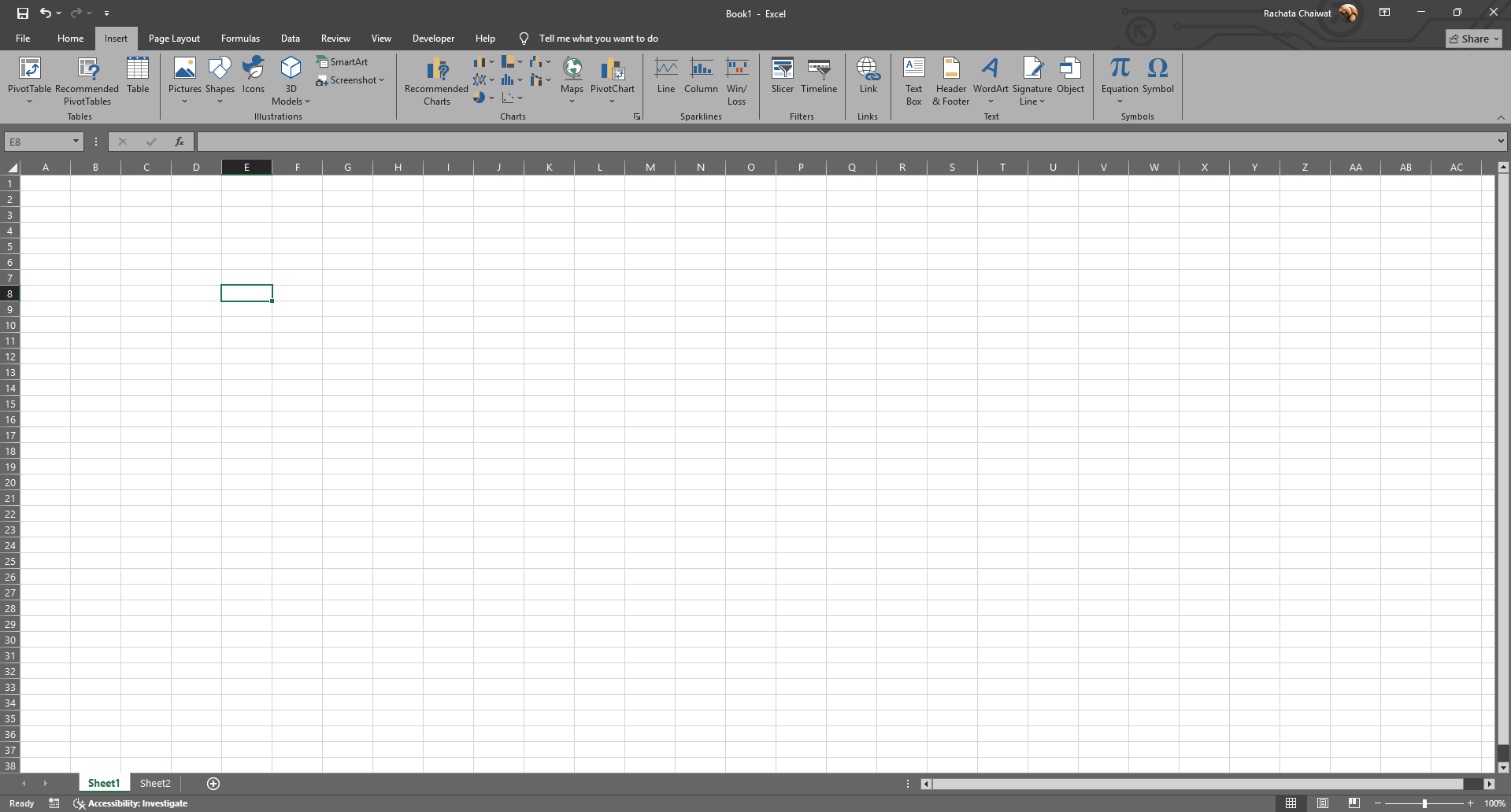 Excel Insert tab